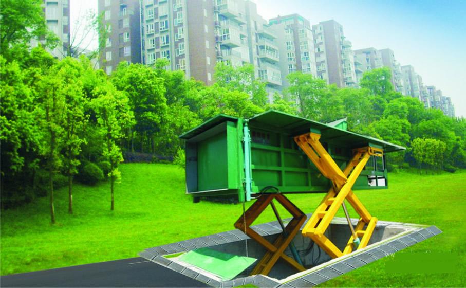 地下リフト式圧縮廃棄物処理施設